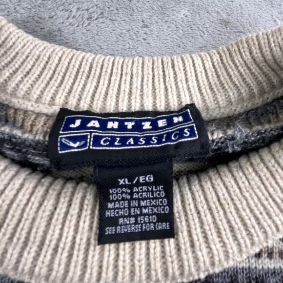 VTG Jantzen Classics Sweater Mens XL Aztec Geometric Knit Pullover Crewneck Y2K - Picture 4 of 11